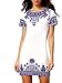 Floerns Women's Floral Print Short Sleeve Casual Top Shirt Dress White-1 L