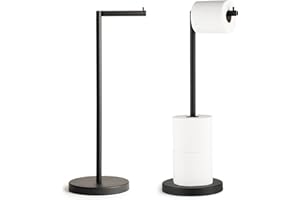 Marmolux Acc - Free Standing Toilet Paper Holder 1pc - Bathroom Storage for 4 Rolls of Tissue Modern Stainless Steel Matte Black Toilet Paper Holder. - Tp Holder Stand
