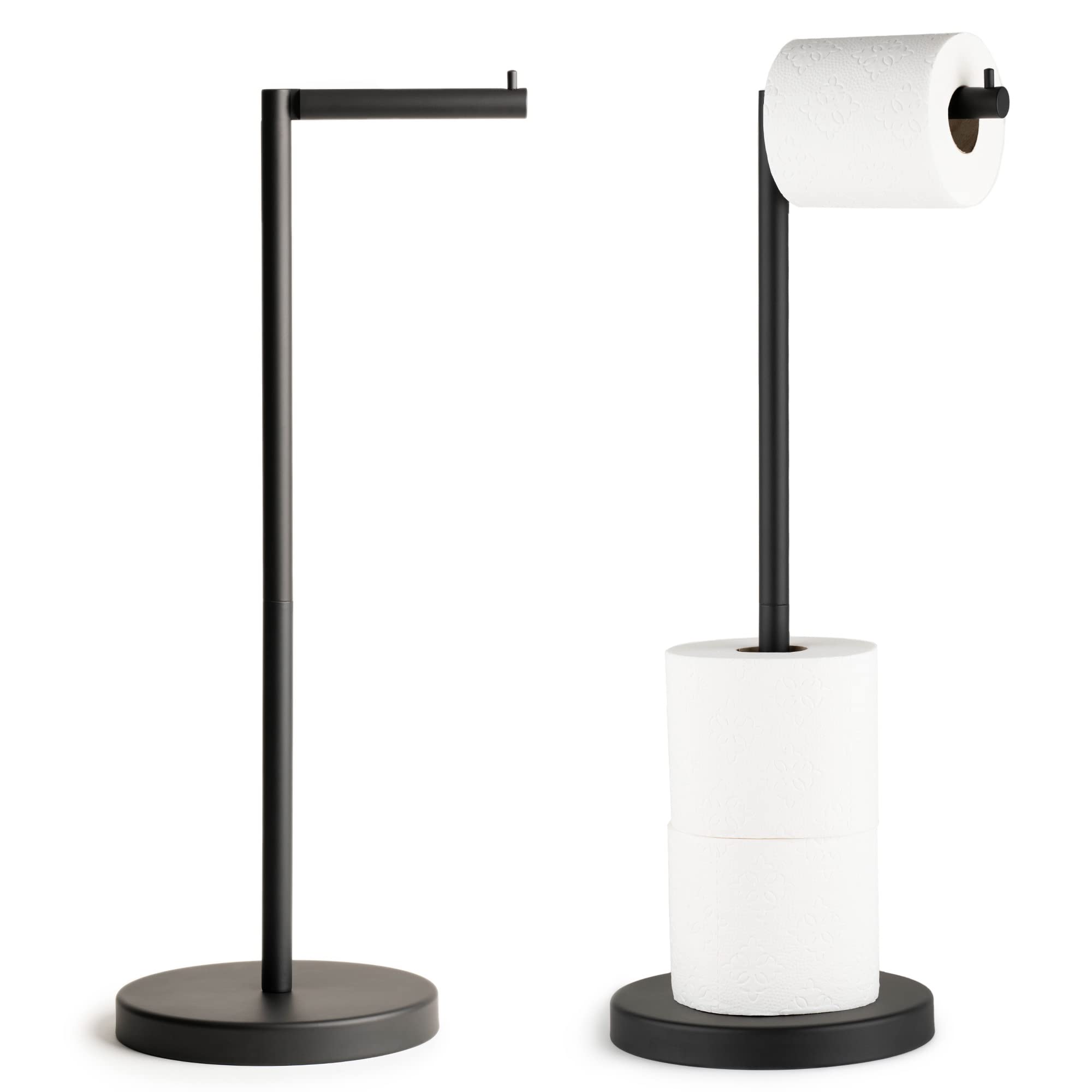 Photo 1 of Marmolux Acc - Free Standing Toilet Paper Holder 1pc - Bathroom Storage for 4 Rolls of Tissue Modern Stainless Steel Matte Black Toilet Paper Holder. - Tp Holder Stand