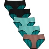 TIICHOO 50ml Absorbency Leakproof Period Panties - Women's Heavy Flow Menstrual Incontinence Underwear 5 Pack (Brown/2 Black/2 Turquoise, Small)