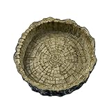 OMEM Reptile Natural Bowl Food and Water Dish Resin Made (Tree bark)