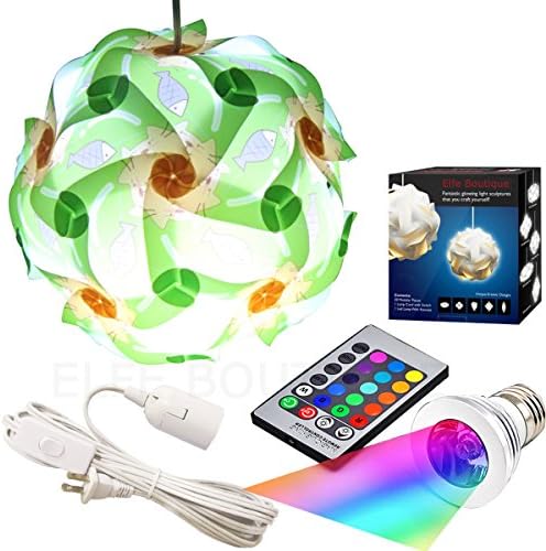 Puzzle Lights Kit, Modern Jigsaw Puzzles Lamp with 12' Hanging Cord and Remote Control 16 Colors Changing LED Light Bulb Kit, Cartoon Pattern