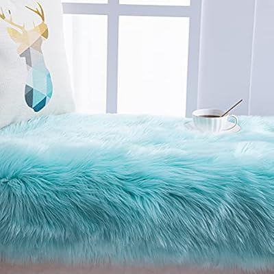YJ.GWL Luxury Faux Sheepskin Fur Area Rug Soft Fluffy Rugs, Shag Plush Carpet Faux Fur Rug for Bedroom Floor Sofa Living… 51mUvuOlv1S