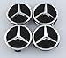 MERCEDES SET OF 4 BLACK CENTER WHEEL HUB CAPS 75MM COVER CHROME EMBLEM CAP LOGO