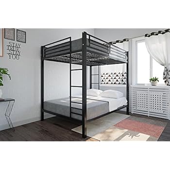 DHP Full Over Full Metal Bunk Bed, Sturdy Frame with Metal Slats, Black