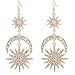 Rhinestone Moon Star Burst Dangle Earrings for Women Crystal Wedding Party Drop Earrings (Gold)