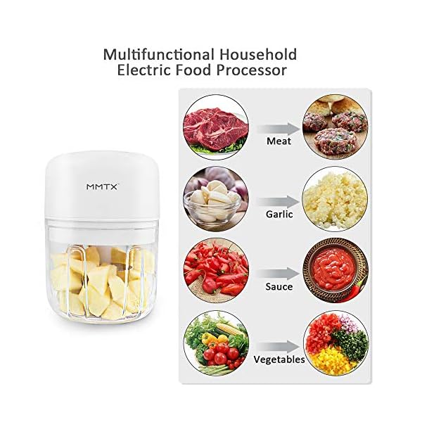 MMTX Mini Food Chopper Electric Small Food Processor Portable Fruit Blender Mixer Chops Vegetables, Nuts & Onion Meat Mincer Grinder for Baby Food USB Rechargeable 3.7V 250ml