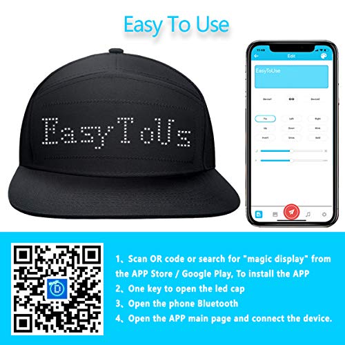 shunpad LED Cool Hats for Men Baseball Halloween Birthday New Year\'s Christmas Party Supplies Hat Black, Large