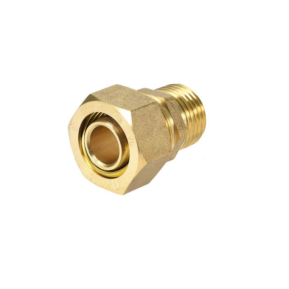 MroMax 3pcs Brass Compression Tube Fitting Connector Adapter 20mm Tube OD X 1/2 Male Gold Tone