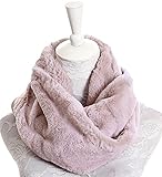 Plush Infinity Scarves For Women Girls Fleece Neck Warmers Circle Loop Scarf Beige