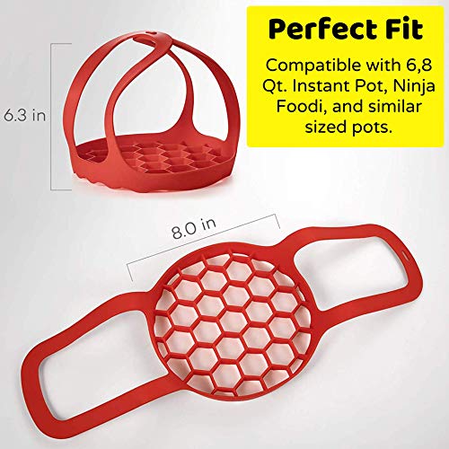 Silicone Trivet For Instant Pot | Fits 6,8 Qt Instapot, Ninja Foodi and Other Pressure Cookers | 3-in-1 - Bakeware Pan Sling Lifter, Egg Rack, and Roasting Rack - Thumbnail 2