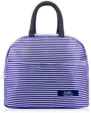 Lunch Bag,QLONG Foldable Insulated Lunch Bag Picnic Cool Bag Lunch Box Bag Students,Office,Picnic Tote Cooler Travel Organizer for Women Girl Men Adults Kids (Blue)