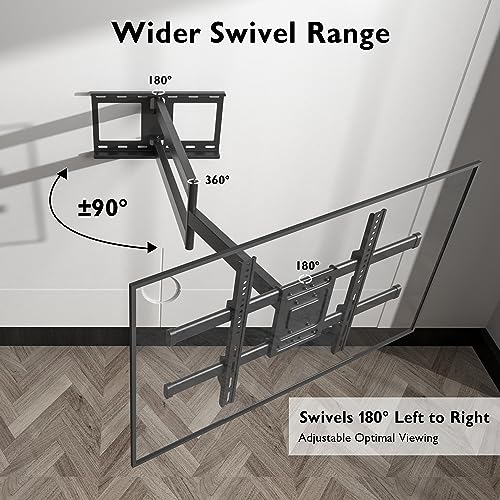 BONTEC TV Wall Mount with 1040 mm Extra Long Articulated Arm for 32-75 Inch LCD/LED/OLED Flat Screens up to 60 kg, Tiltable, Swivel and Rotate, TV Mount, Max. VESA 600 x 400 mm