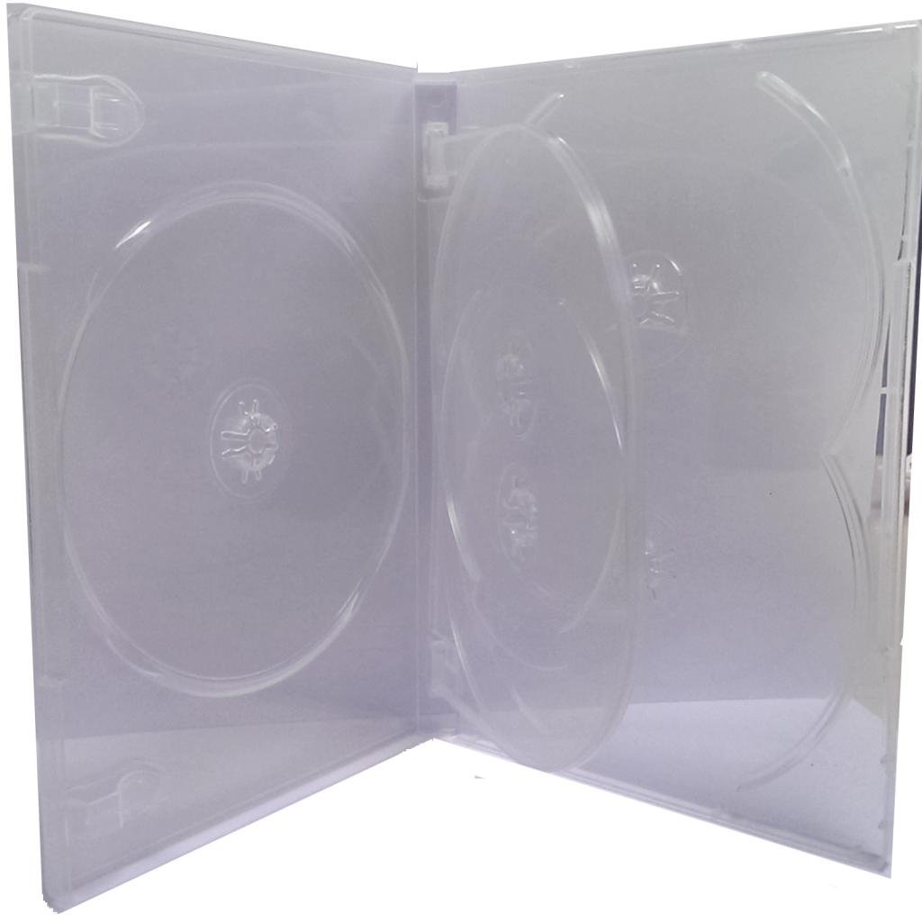 Four Square Media 10 X CD DVD/BLU RAY 14mm Clear DVD 5 Way Case for 5 Disc - Pack of 10