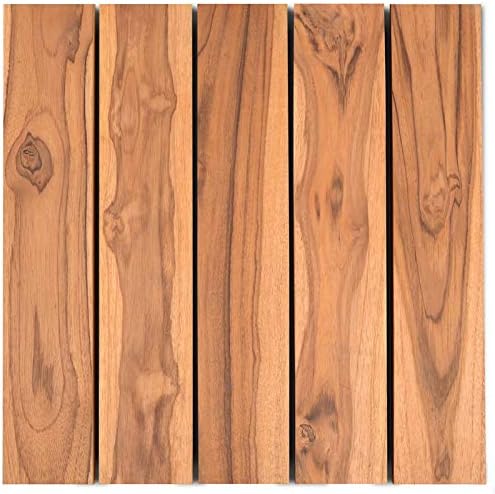 Sharpex Deck Tiles Hardwood Tiles Easy to Install Interlocking Deck Tiles for Flooring, Patio, Balcony, Roof, Garden Composite Decking, Flooring Wooden Water Resistant Flooring Tiles Indoor Outdoor 12"×12" - 1 Tiles / Pack