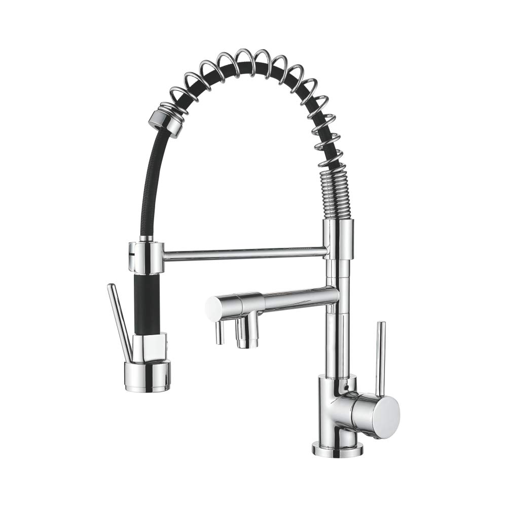 Ibergrif M22131, Pull-Out Kitchen Mixer with Hand Shower, Sink Mixer with Two Spout, Chrome