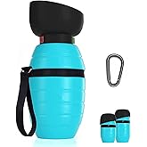 Dog Water Bottle Portable (17oz/22oz), 2 in 1 Foldable Dog Travel Water Bottle, Leak-Proof Dog Water Dispenser, Pet Water Bottle Drink Feeder for Outdoor Walking Hiking, Food-Grade Silicon (17oz)