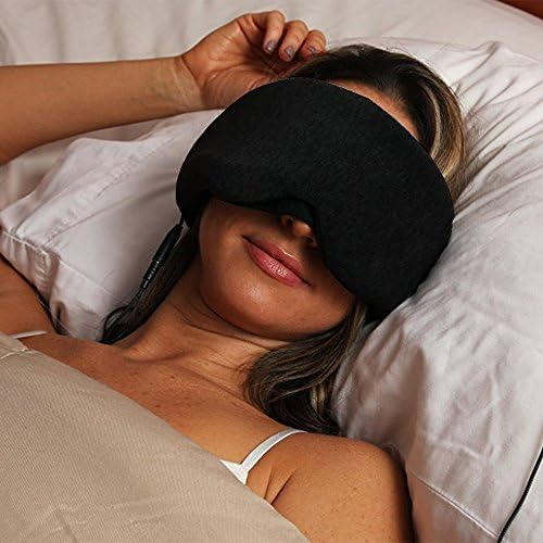 LangKou Wired Eye Mask Headphone Sleeping Music Eyemask Headphone built in speakers 3.5mm Audio No Power required Plug and Play Washable Memory Foam Eyeshade Color Black