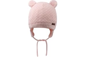 BAVST Baby Beanie Hat for Winter with Earfalp Cute Bear Kids Toddler Girls Boys Warm Knit Cap 0-2Years