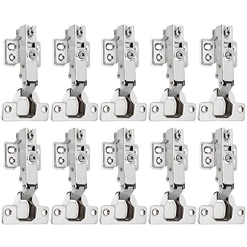 10 x Door Cupboard Hinges 110 Degree Fully Covering Kitchen Door Hinges with Built-in Damper Automatic Closing Mechanism Invisible Hinge for Cabinets