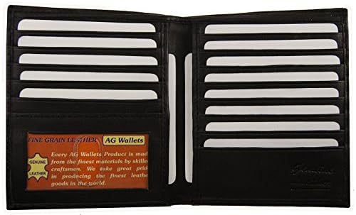 Men's Genuine Leather Bifold Wallet Slim Hipster Cowhide Credit Card and ID New (Black)