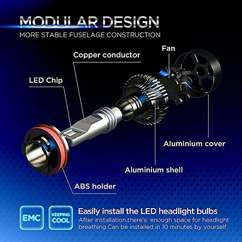 H11/H9/H8 LED Headlight Bulbs, 110W 12000 Lumens 6500K Cool White IP68 Waterproof, Extremely Bright Automotive LED Headlights Bulb Conversion Kit, 2 Pack - Gold