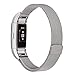 Fitbit Charge 2 Band, ALNBO Milanese Mesh Loop Stainless Steel Replacement Bracelet Strap with Strong Magnet Lock, Silver