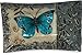 AngelStar 19051 Handmade and Hand-Painted Glass Blue Butterfly Rectangular Plate, 12-Inch