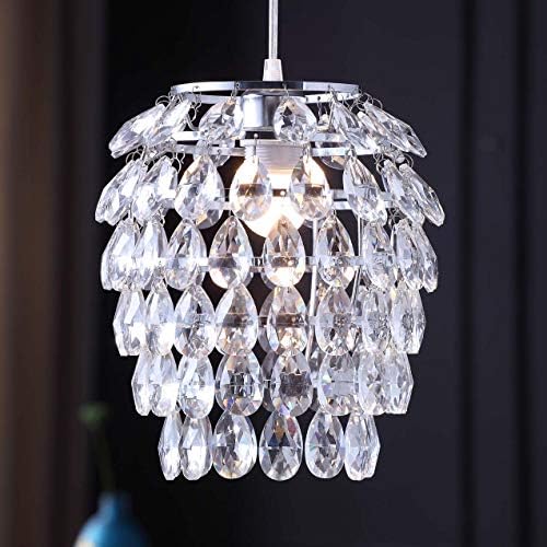 Topotdor Crystal Chandelier, Chrome Flush Mount Ceiling Light Fixture with Raindrop Crystals, Modern Ceiling Lighting for Hallway, Bedroom, Living Room, Kitchen (Clear 1)