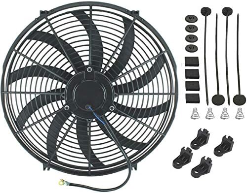 American Volt Reversible Electric Engine Fan 12V Radiator Condenser Cooler High Performance Motor Air Flow Power CFM (16" Inch)