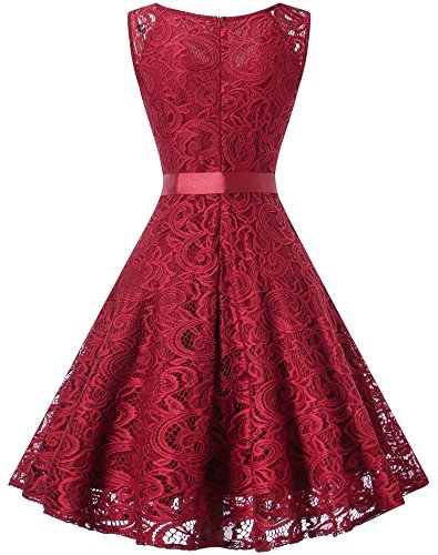 Wedding Dresses with Lace, Reception Dress for Women Beautiful Prom Dresses 2017 (Burgundy XL)