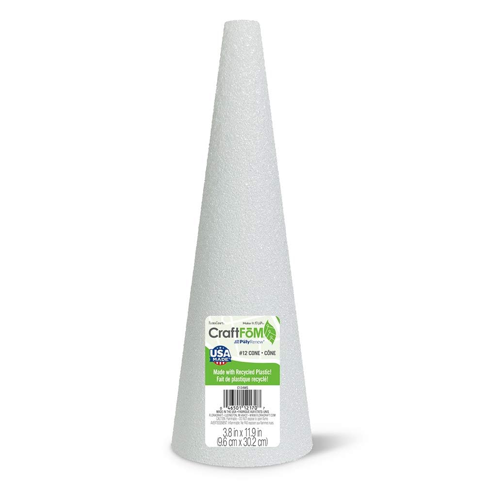 Floracraft Styrofoam Cone-12-inch x 4-inch