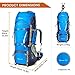 MOUNTAINTOP 70L Internal Frame Backpack Camping Backpacking Hiking Backpack for Men Women with Rain Cover,Sky Blue