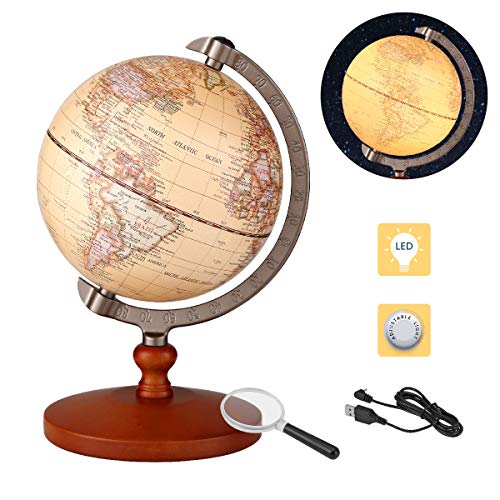 FUN GLOBE 2 in 1 LED World Globe Desktop Decoration Geographic Interactive Earth Globes for Kids & Adults for Educational Toys/Office Supplies/Indoor Decorations/Holiday Gift (Retro, 5 Inches) - Thumbnail 6