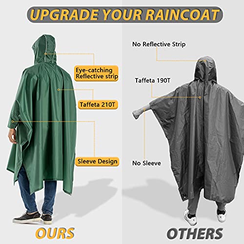 thumbnail image 2 of 2-Pack Kids Rain Ponchos - Reusable Waterproof Raincoats With Hood For Children 6-14 Years 2 of 9