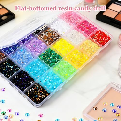 32000 Piece Bedazzler Kit, 40 Colours Resin Rhinestones, 3 mm Rhinestone Bedazzling Kit, Colourful Flatback Rhinestones for Nail Design, Face Make-Up, Crafts
