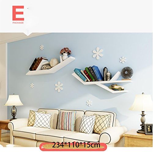 GZD Big Tree Baffle Wall Shelves Creative Wall Hanging TV Backdrop Decorative Frame Shelf Shelf Bookshelf, More Combinations, White / Black , e combo