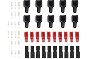30A Anderson Powerpole Connector Set, Red & Black 600V Wire Connectors with Covers, 10 Pairs (20 Terminals), 12-16 AWG, UL94 