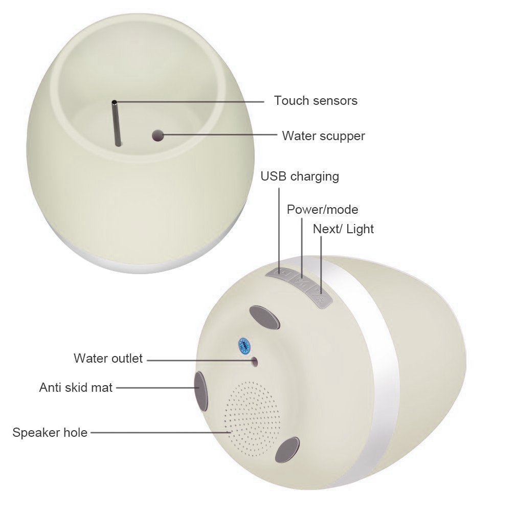 Music Plant Pot, ALBK LED Flower Pot Multi-color Night Light, Smart Touch Plant Piano Music Playing with Bluetooth Speaker as Gift, Decoration-USB Charge(Without Plants)