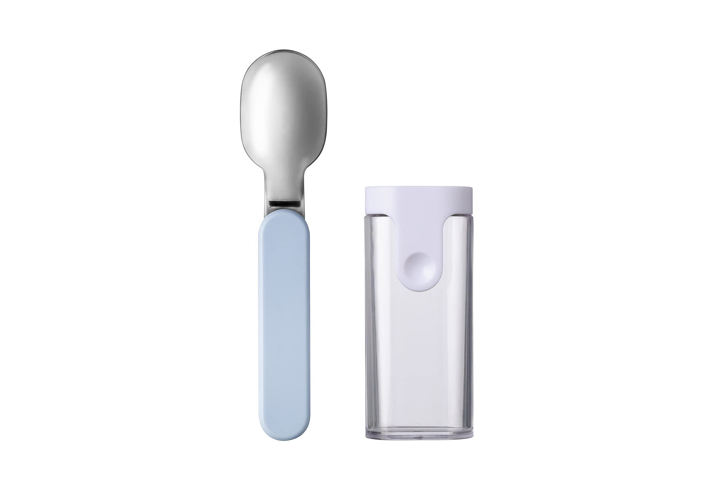 Mepal – Folding Spoon Ellipse – Reusable Spoon to Go – Foldable Spoon for Yoghurt Cup – Cutlery for Travel - Including Storage Case – Stainless Steel - Nordic Blue