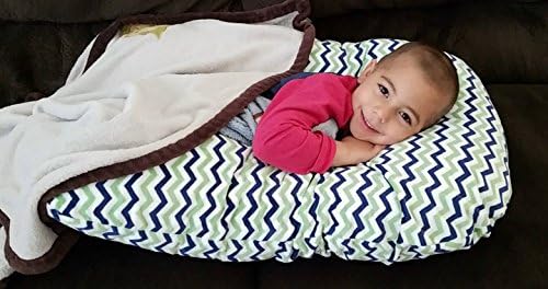 Sleep Zzz Bedtime Pillow w/ removable washable cover- Green and Blue Chevron