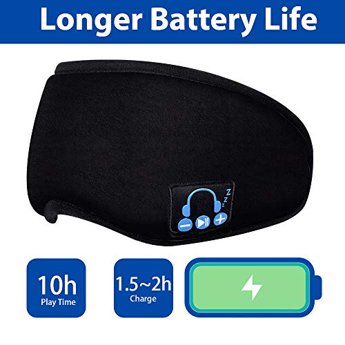 Bluetooth Sleep Mask with Sleep Headphones - 2020 Upgrade Bluetooth 5.0 - Built-in Speakers & MIC, Handsfree Call, Music, Washable - Travel Accessory, Gift