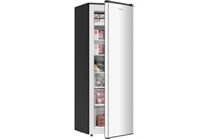 BANGSON Upright Freezer, 7.0 Cu.ft Stand Up Freezer, Convertible Upright Freezer/Refrigerator, Single Door for Kitchen,Garage, Office, Apartment, Silver