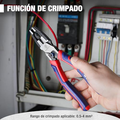 WORKPRO Universal Pliers, 5 in 1 Multifunctional Pliers with Wire Stripper, Wire Cutter, Professional Wire Stripper, Chrome Vanadium Steel, with Non-Slip Handle | Multifunctional Chrome Vanadium Steel Pliers with Wire Stripper, Cutter and Non-Slip Handle for Electricians