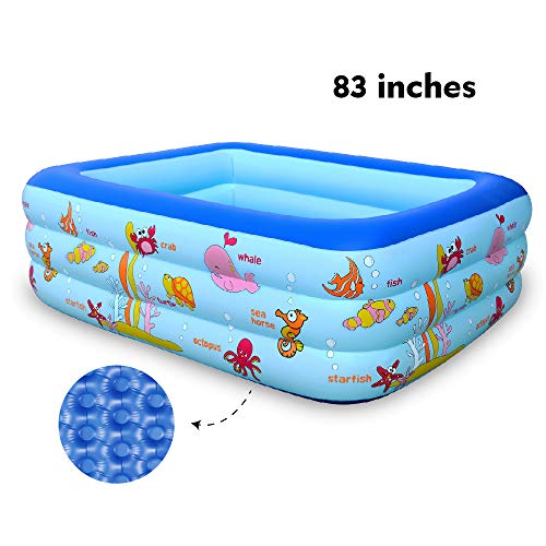 WateBom Inflatable Family Swim Center Pool with Inflatable Soft Floor, 83 inches Ocean World Kids Swimming Pool - Thumbnail 7