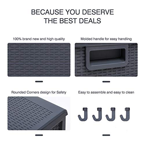 image for INTERGREAT Patio Deck Box Outdoors Storage Backyard Furniture Rattan C