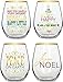 Elegant Home Set of Four (4) 19oz Holiday Festive Christmas Theme - Merry Christmas, Peace Joyous, Stemless Clear/Gold Wine Glasses For Red Or White Wine