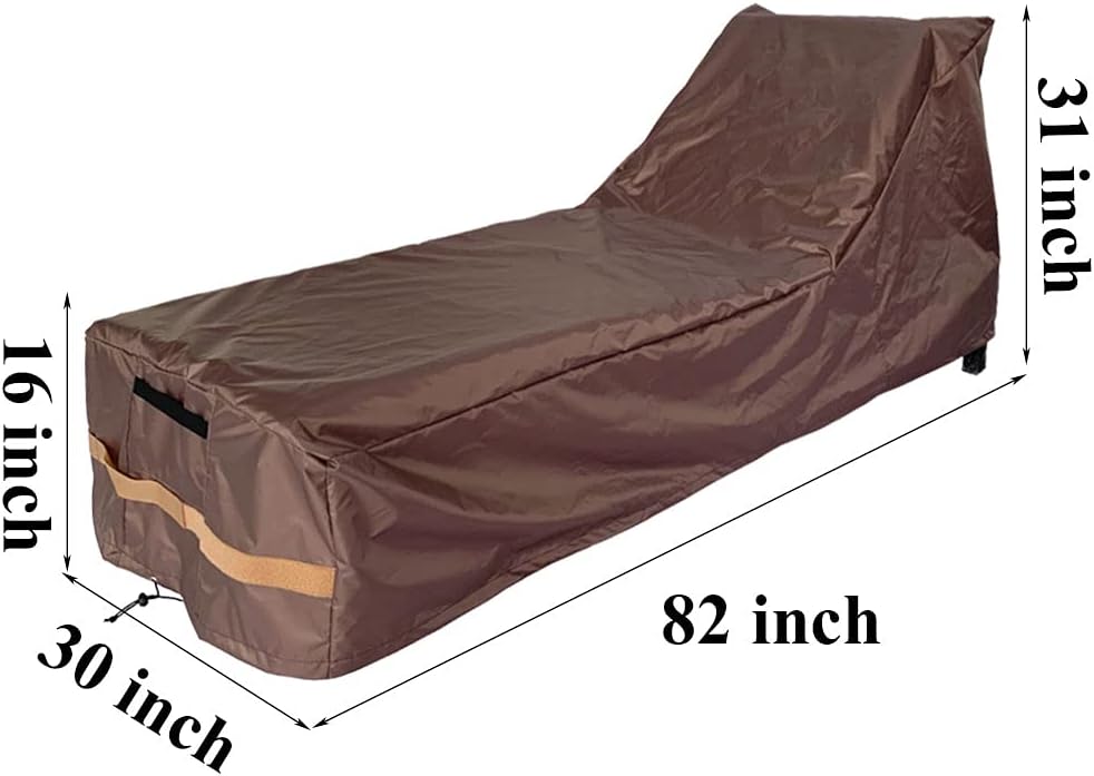 Patio Chaise Lounge Cover, Waterproof Sunlounger Cover, 420D Upgraded Heavy Duty Outdoor Lounge Chair Cover, Anti-UV and Dustproof Lawn Furniture Cover, Durable Oxford Cloth and Large 82 Inch : Garden & Outdoor