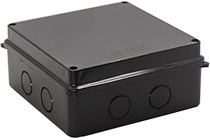 LUSUMTLY Project Box IP65 Waterproof Dustproof Junction Boxes ABS Plastic DIY Electronic Case, Indoor & Outdoor Electrical Box Power Cord Enclosure Black 150x150x70mm
