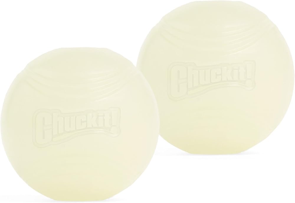 Chuckit Max Glow Ball Medium 6 cm 2 Pack Dog Toy Glow in the Dark